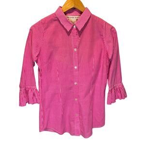 Gretchen Scott Striped Priss  Brooks Button Down Blouse - size Shrimp